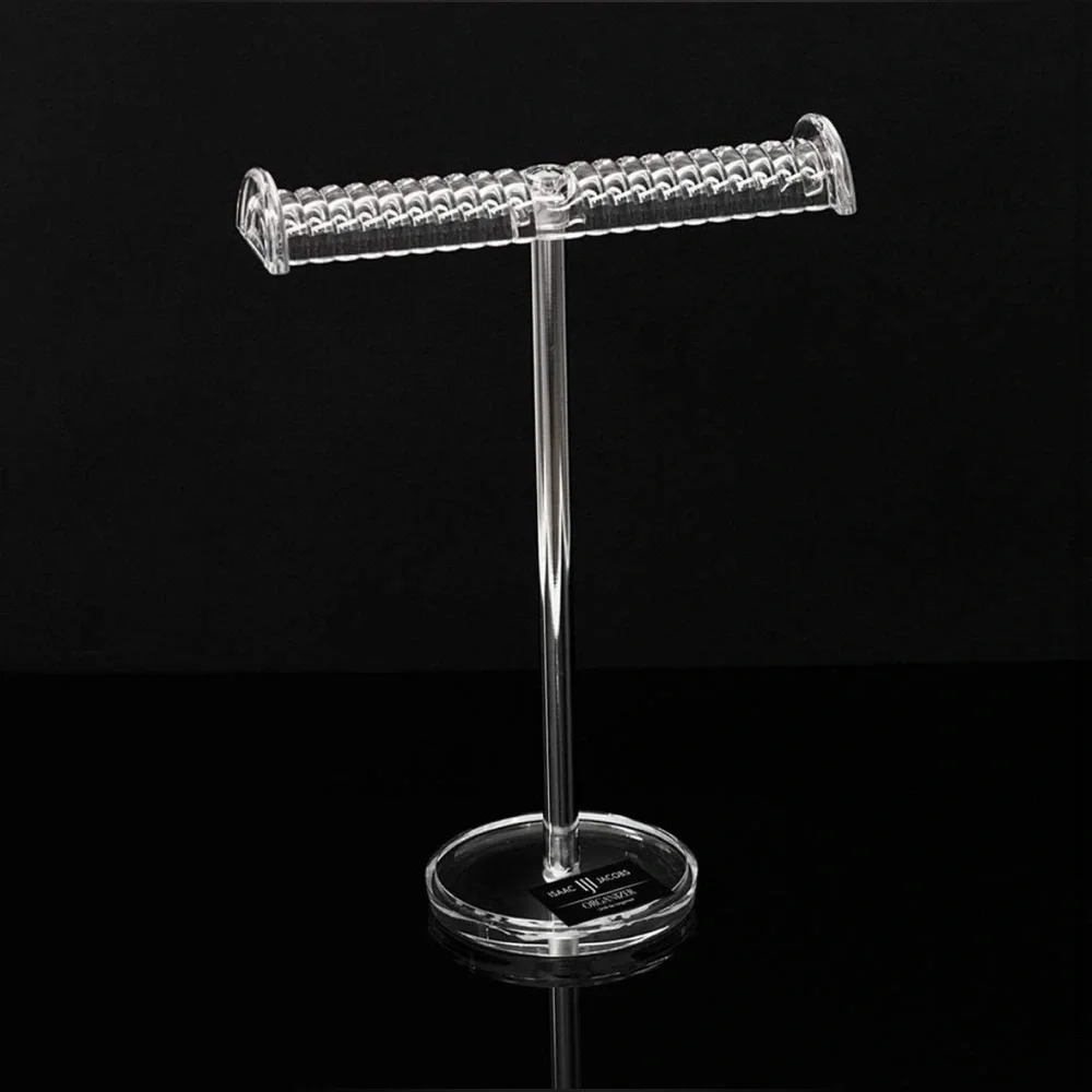 Isaac Jacobs Clear Acrylic Necklace & Bracelet Holder (8” inch T-Bar), Set of 2